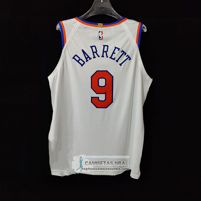 Camiseta New York Knicks RJ Barrett NO 9 Association Autentico Blanco
